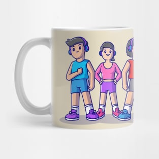 Cute People Running Cartoon Mug